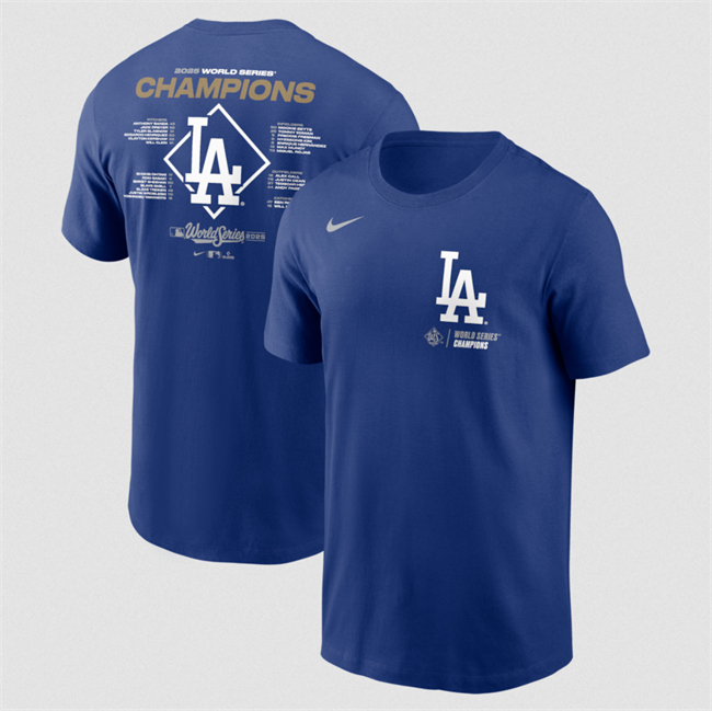 Men's Royal Los Angeles Dodgers 2025 World Series Champions Roster T-Shirt